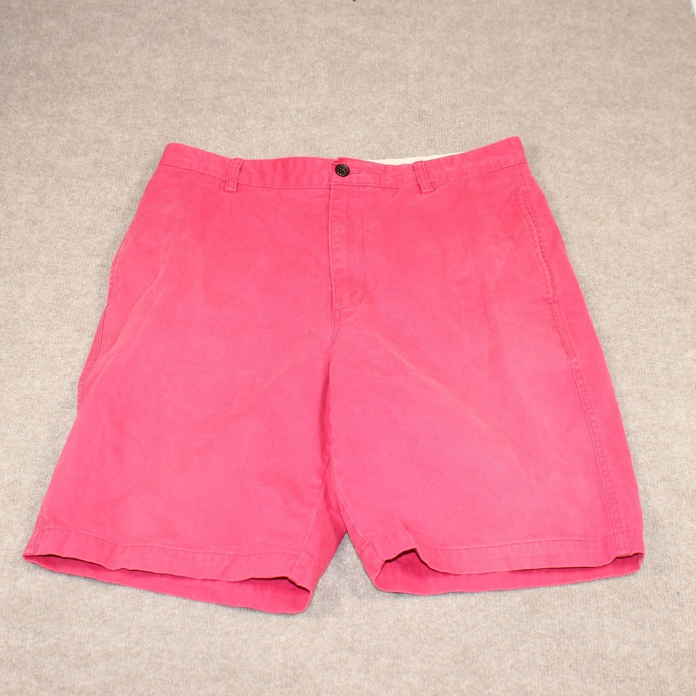 Chaps Men Coral Pink Cotton Chino Shorts Size 34 Flat Front Casual Summer Preppy